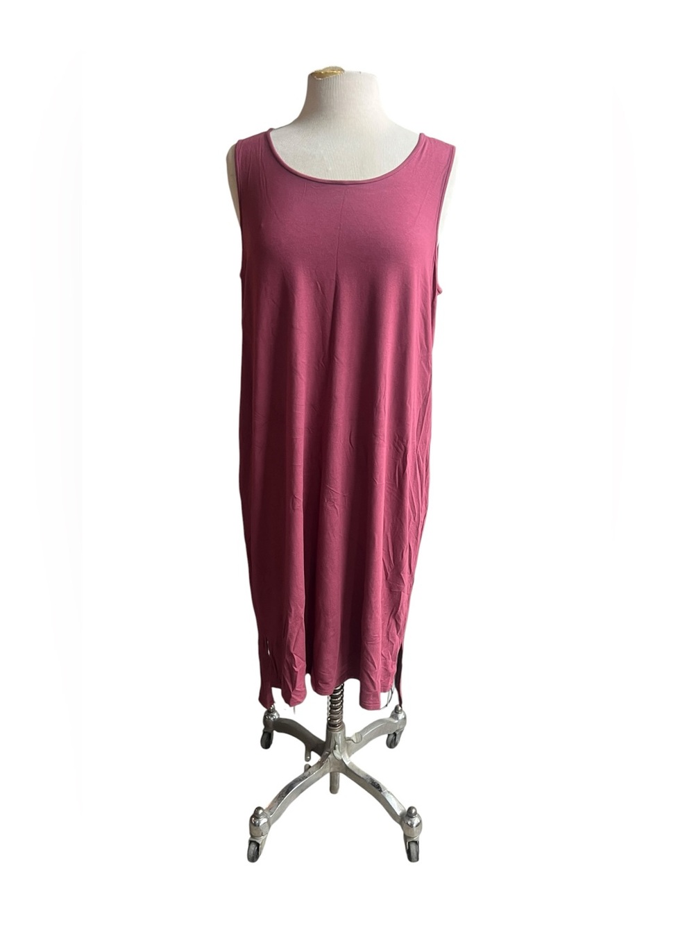 Eileen Fisher L Sleeveless Mauve Scoop Neck Midi Dress